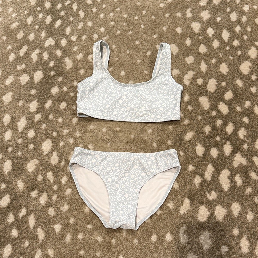 Melrose and Market Girls Pale Blue Floral Bikini. Size 7
